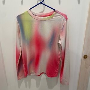 Fabletics Colorful Tie Dye Long Sleeve Workout Shirt Size Medium